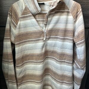 Eddie Bauer Brown and Cream Half-Zip Sweater